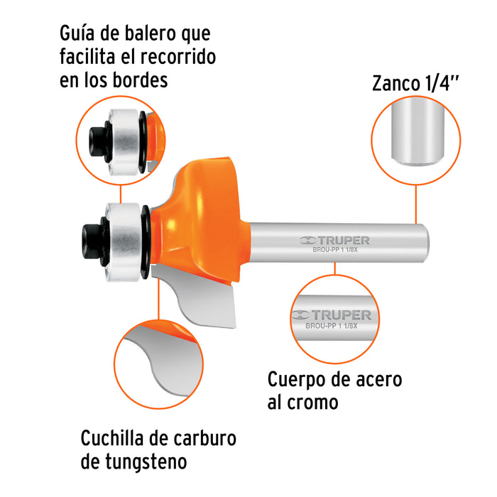 Broca para router, pecho paloma, 1-1/8' con balero, Truper Código: 11479