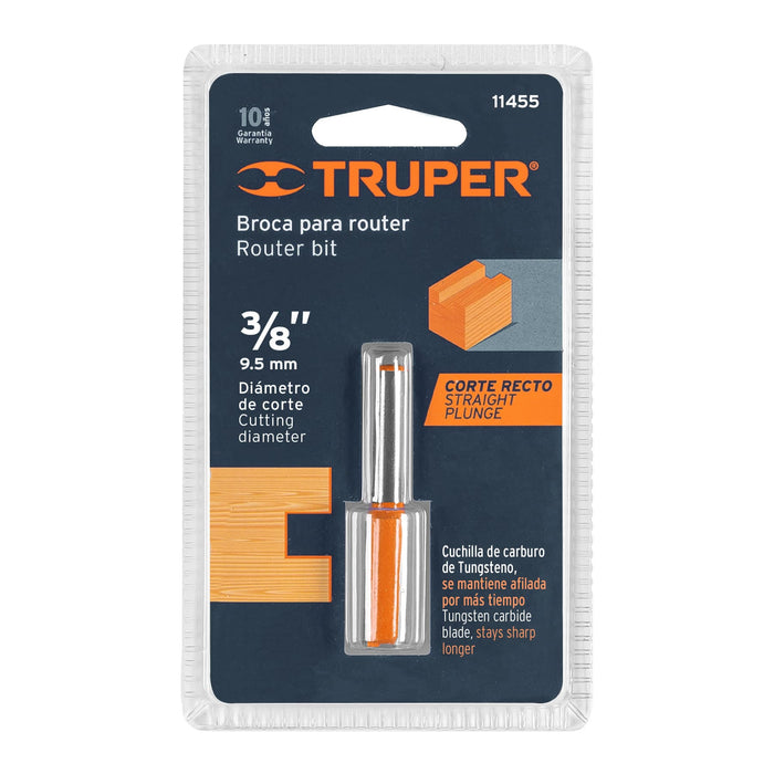 Broca para router, recta 2 filos, 3/8', Truper Código: 11455