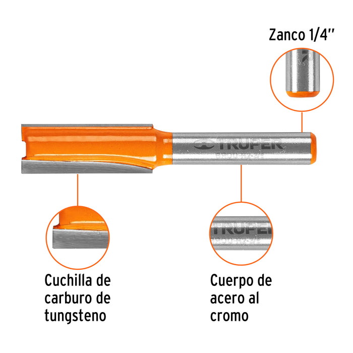 Broca para router, recta 2 filos, 3/8', Truper Código: 11455