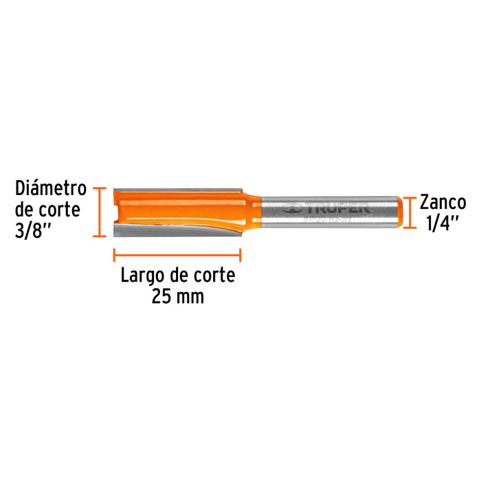 Broca para router, recta 2 filos, 3/8', Truper Código: 11455