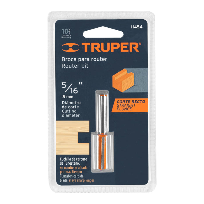 Broca para router, recta 2 filos, 5/16', Truper Código: 11454