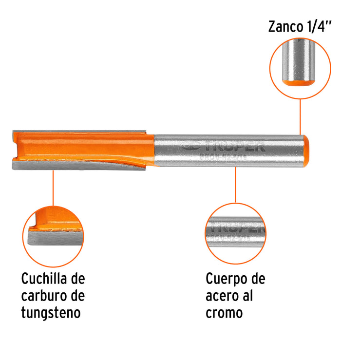 Broca para router, recta 2 filos, 5/16', Truper Código: 11454
