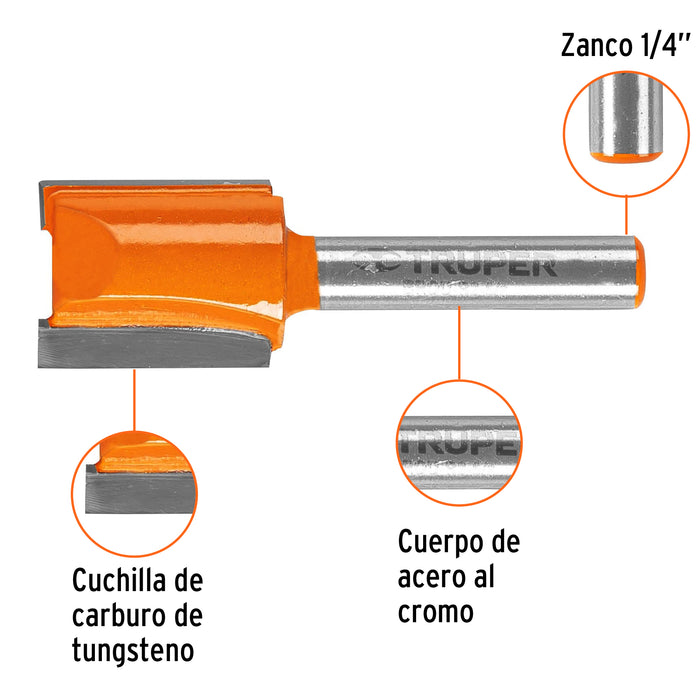 Broca para router, recta 2 filos, 5/8', Truper Código: 11457