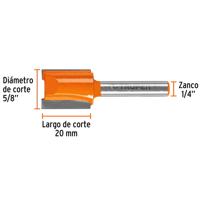 Broca para router, recta 2 filos, 5/8', Truper Código: 11457
