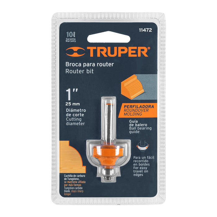 Broca para router, redondeado con moldura, 1' con balero 11472 BROU-RM1X