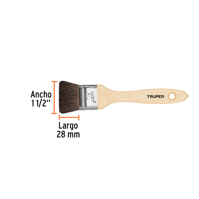 Brocha pelo de camello de 1-1/2' con mango de madera, Truper Código: 12467