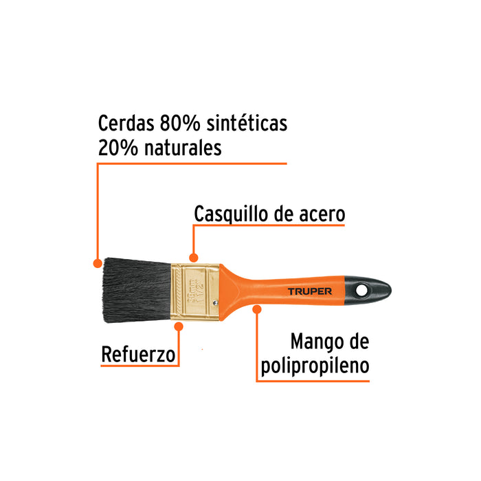 Brocha profesional de 1-1/2' con mango de plástico, Truper Código: 14482