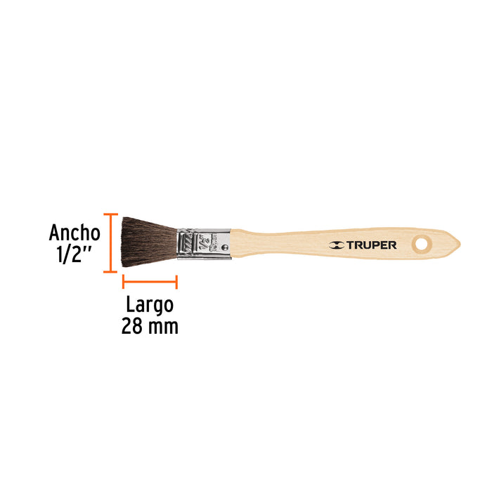 Brocha pelo de camello de 1/2' con mango de madera, Truper Código: 12465