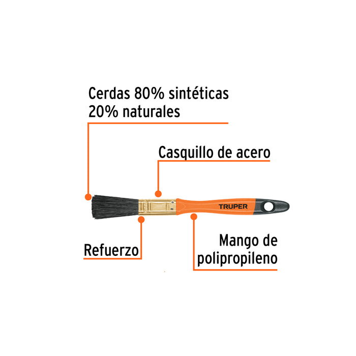 Brocha profesional de 1/2' con mango de plástico, Truper Código: 14480