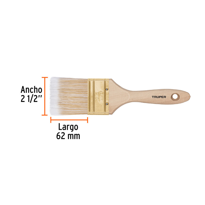 Brocha cerdas sintéticas 2-1/2' corte recto, mango de madera Código: 13345
