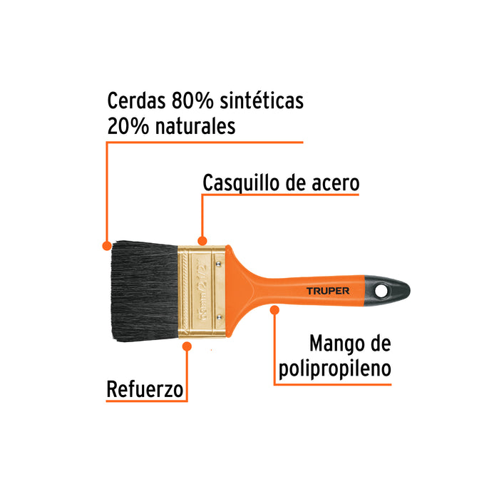 Brocha profesional de 2-1/2' con mango de plástico, Truper Código: 14484