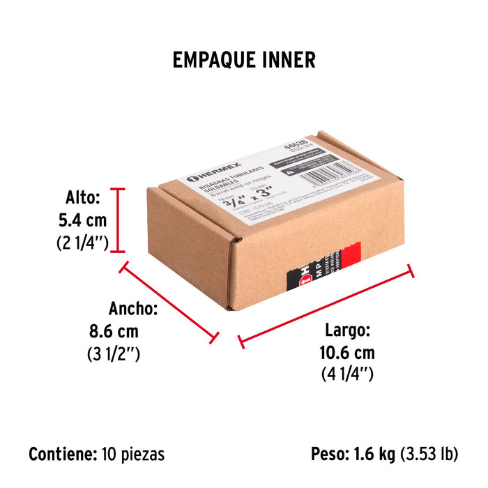 Bisagra tubular soldable de 3/4', Hermex 44638