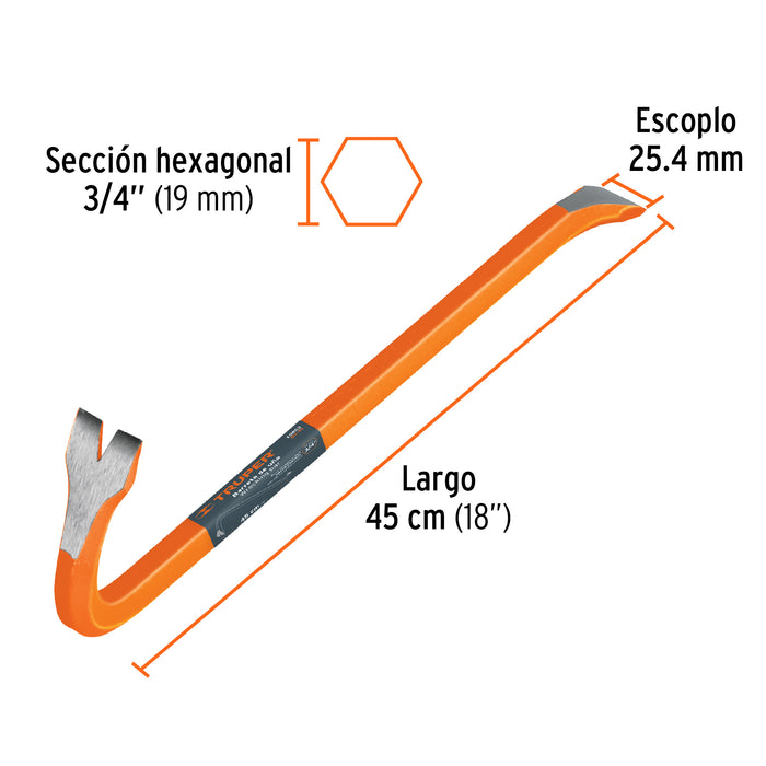 Barreta de uña de 3/4' x 45 cm, Truper 10853 BU-45