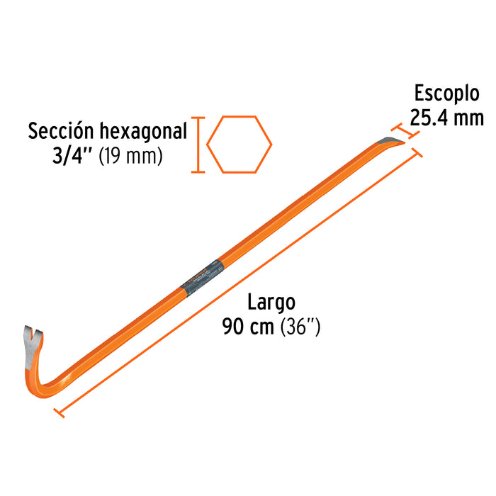 Barreta de uña de 3/4' x 90 cm, Truper 10862 BU-90