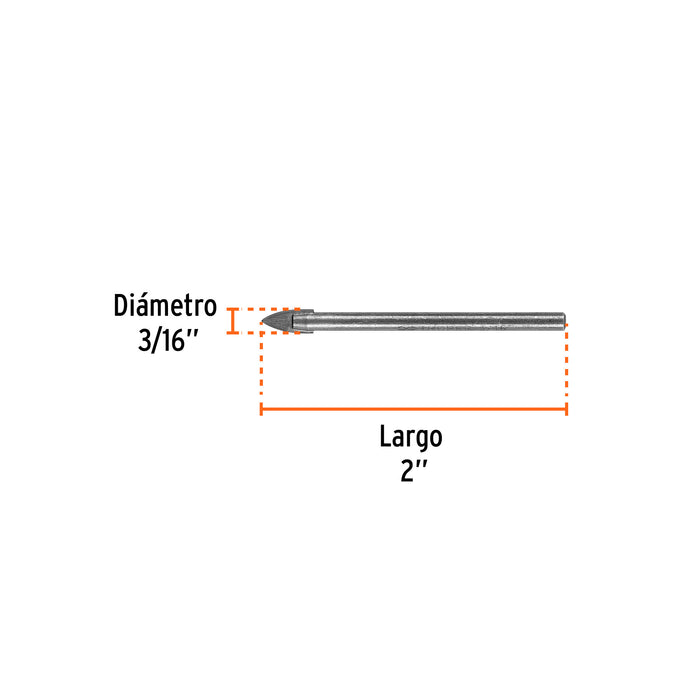 Broca para vidrio y azulejo de 3/16', Truper Código: 11701