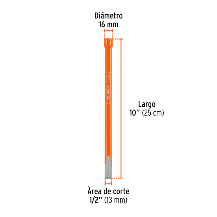 Cincel de corte frío de 1/2 X 10', Truper Código: 12121