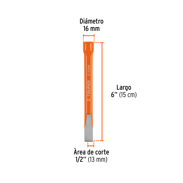 Cincel de corte frío de 1/2 X 6', Truper Código: 12115