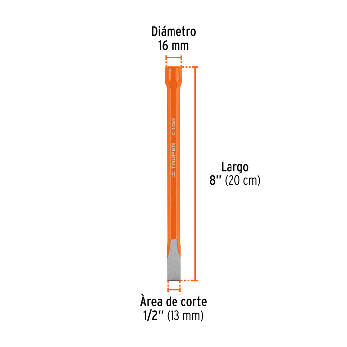 Cincel de corte frío de 1/2 X 8', Truper Código: 12118
