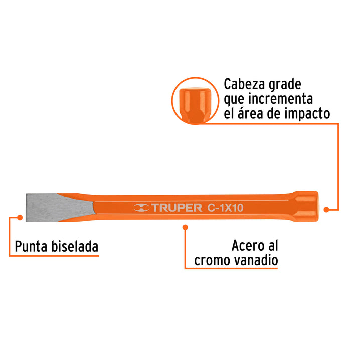Cincel de corte frío de 1 X 10', Truper 12163 C-1X10