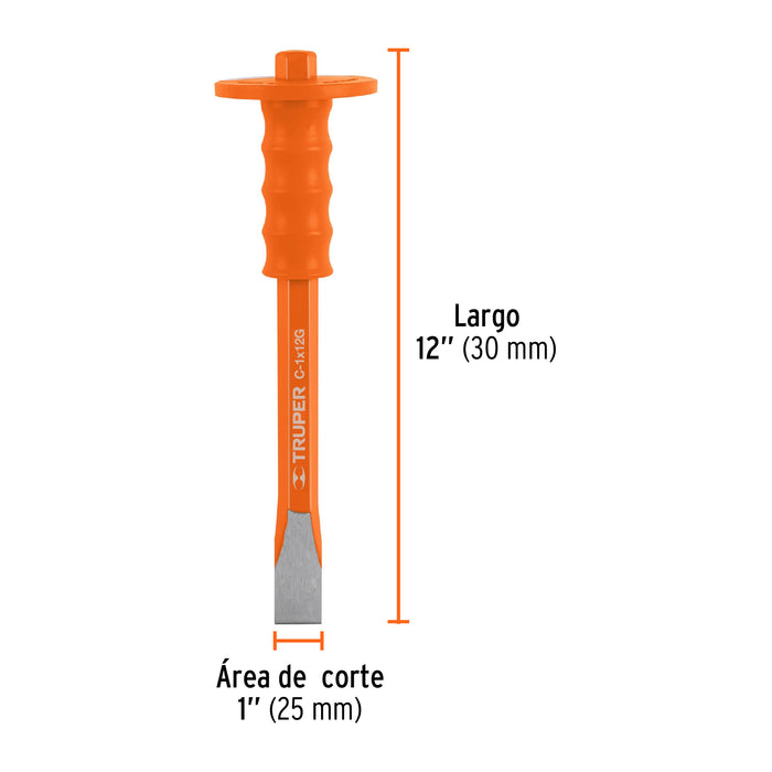 Cincel de corte frío 1 X 12' con grip, Truper 12181 C-1X12G