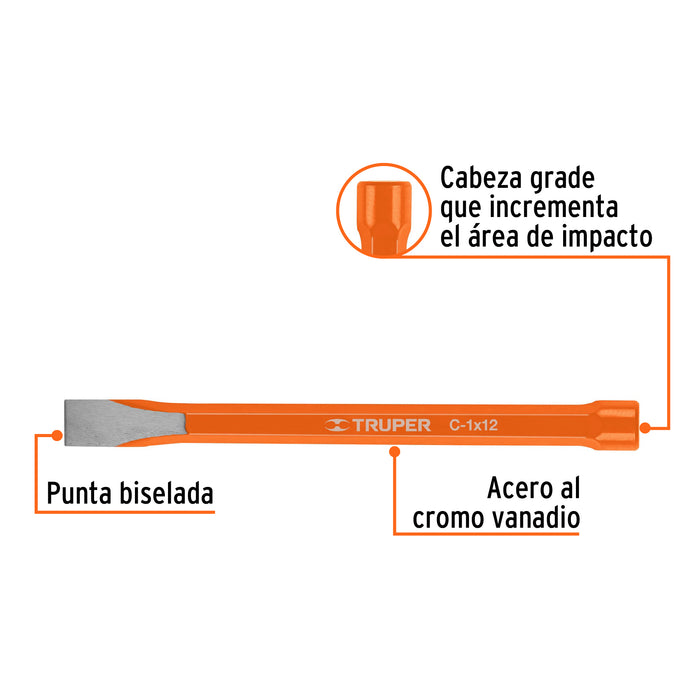 Cincel de corte frío de 1 X 12', Truper 12166 C-1X12