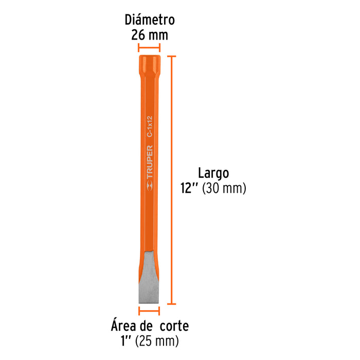 Cincel de corte frío de 1 X 12', Truper 12166 C-1X12
