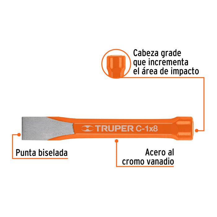 Cincel de corte frío de 1 X 8', Truper 12160 C-1X8