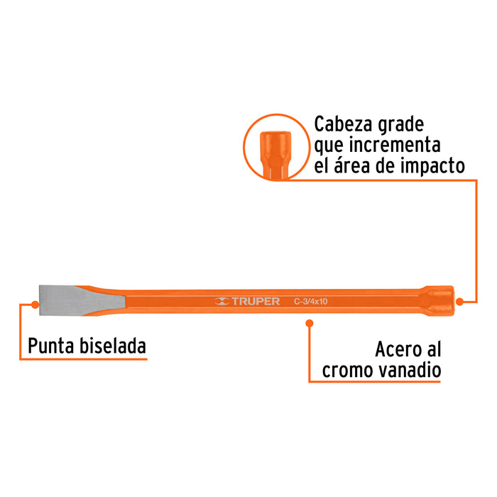 Cincel de corte frío de 3/4 X 10', Truper Código: 12145