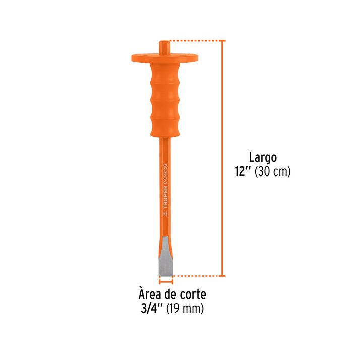 Cincel de corte frío 3/4 X 12' con grip, Truper Código: 12172