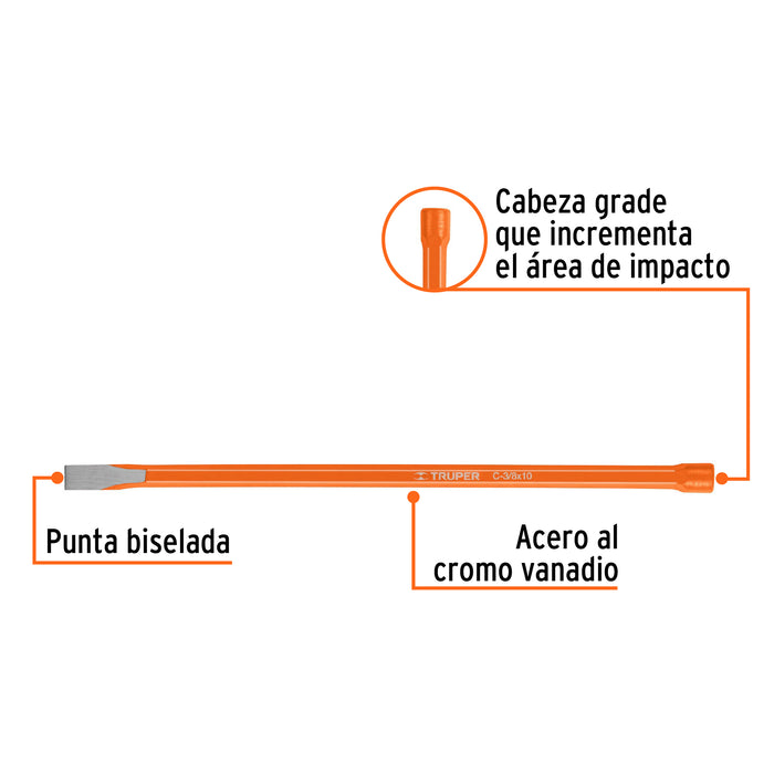 Cincel de corte frío de 3/8 X 10', Truper Còdigo: 12112