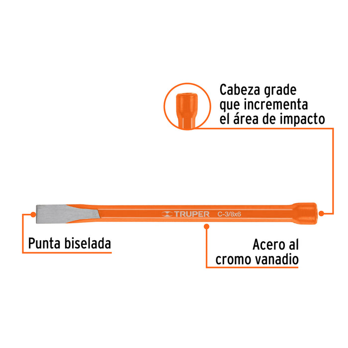 Cincel de corte frío de 3/8 X 6', Truper Código: 12106