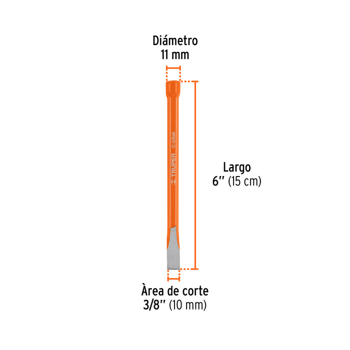 Cincel de corte frío de 3/8 X 6', Truper Código: 12106