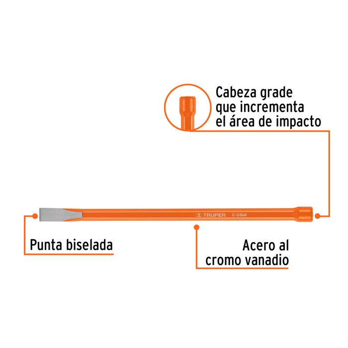 Cincel de corte frío de 3/8 X 8', Truper Código: 12109