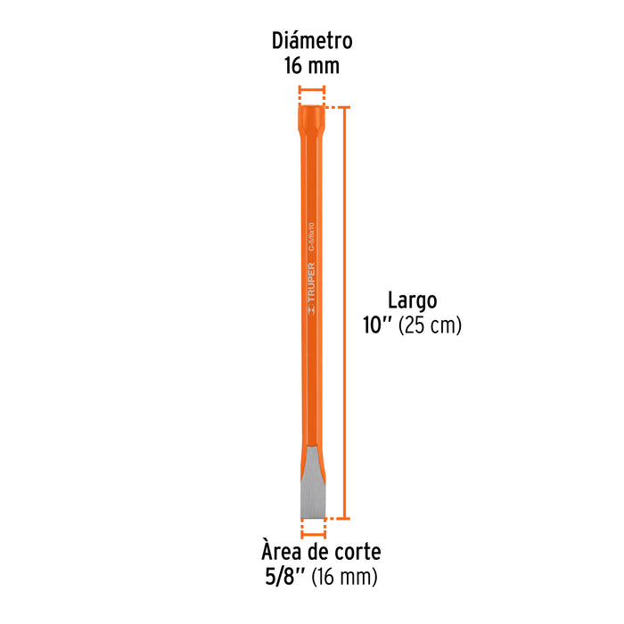Cincel de corte frío de 5/8 X 10', Truper Código: 12133