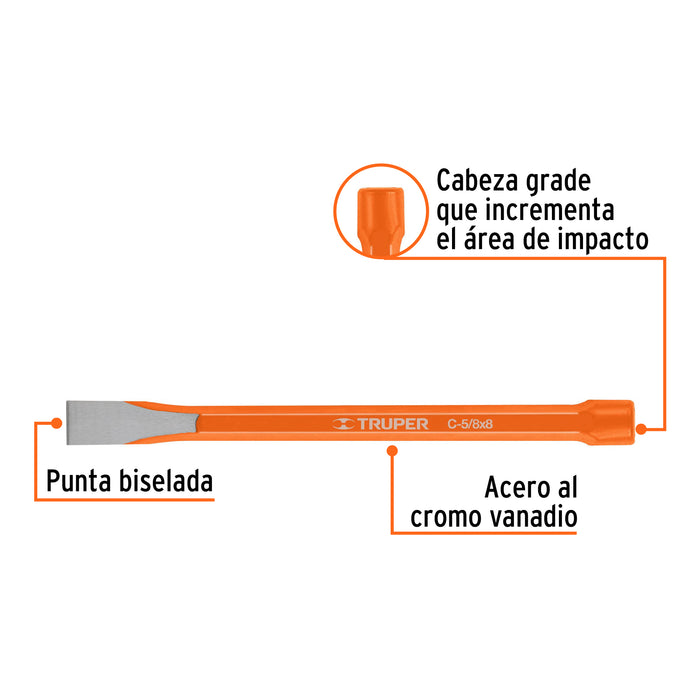 Cincel de corte frío de 5/8 X 8', Truper Código: 12130