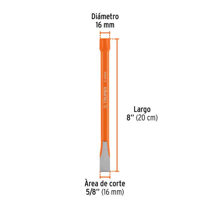 Cincel de corte frío de 5/8 X 8', Truper Código: 12130