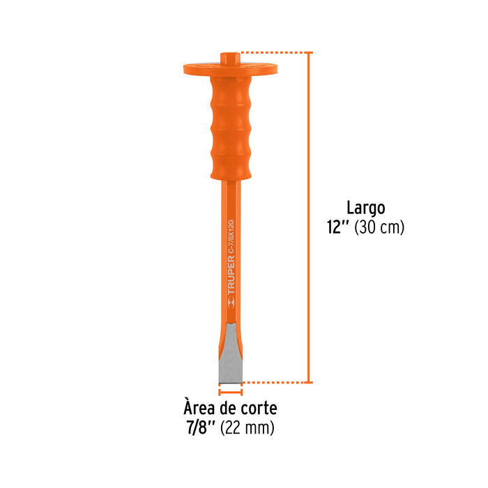 Cincel de corte frío 7/8 X 12' con grip, Truper Código: 12175