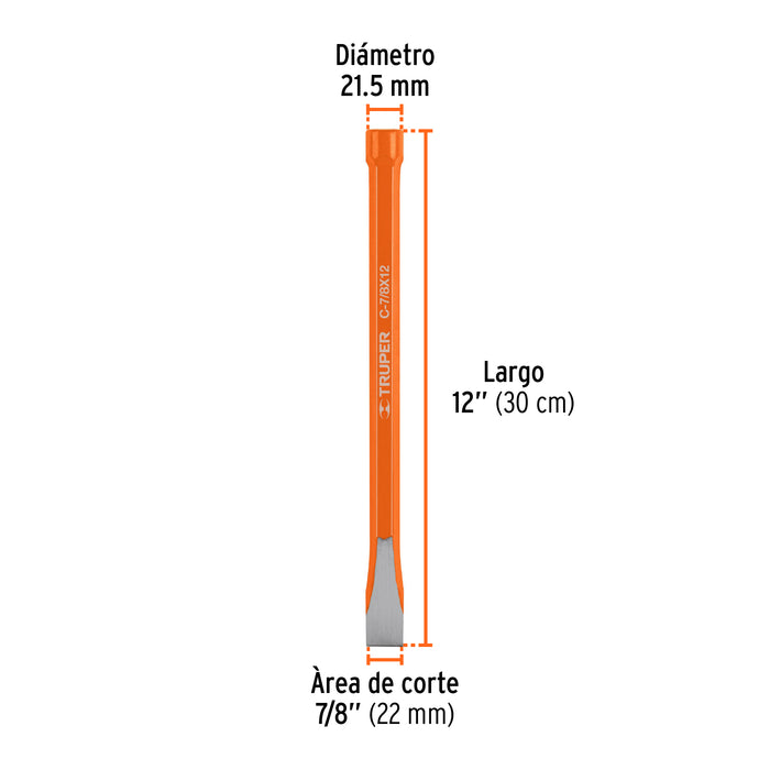 Cincel de corte frío de 7/8 X 12', Truper Còdigo: 12157