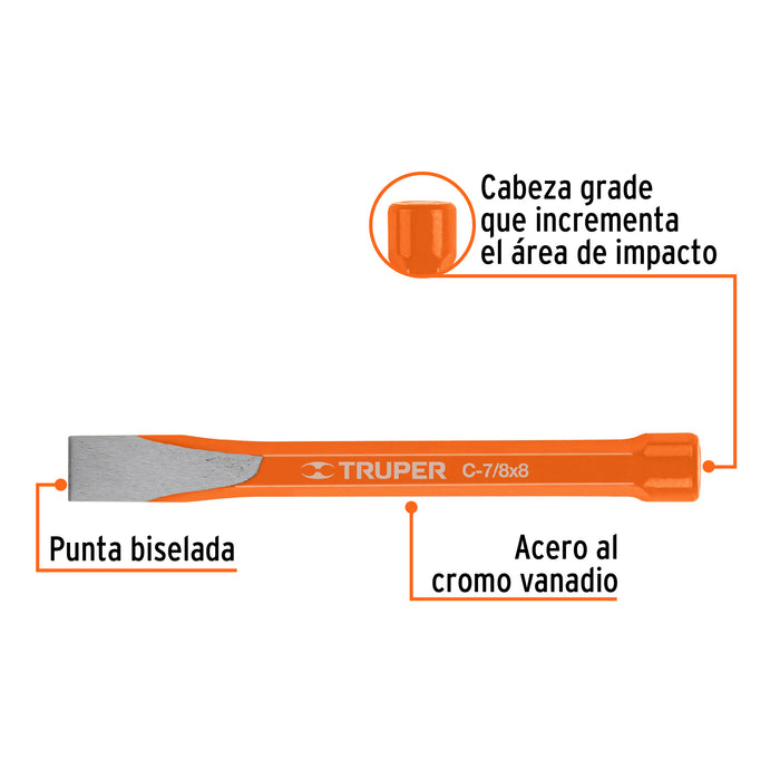 Cincel de corte frío de 7/8 X 8', Truper Código: 12151