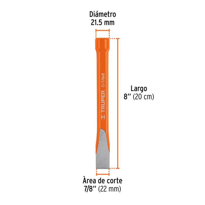 Cincel de corte frío de 7/8 X 8', Truper Código: 12151