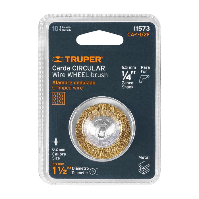 Carda circular 1-1/2' alambre fino para taladro, Truper Código: 11573