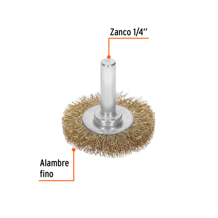 Carda circular 1-1/2' alambre fino para taladro, Truper Código: 11573