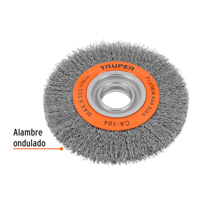 Carda alambre ondulado 6' x 3/4' para esmeril, Truper 11520 CA-104