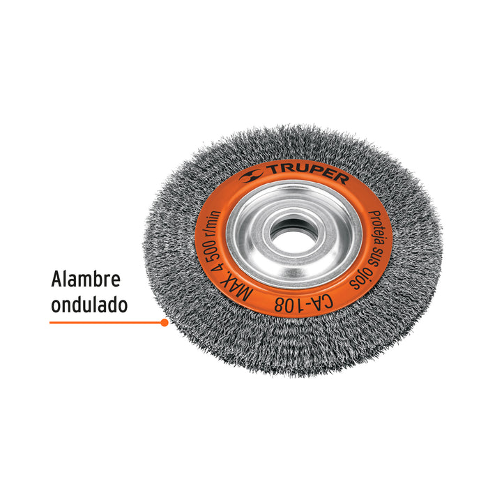 Carda alambre ondulado 8' x 7/8' para esmeril, Truper 17525 CA-108
