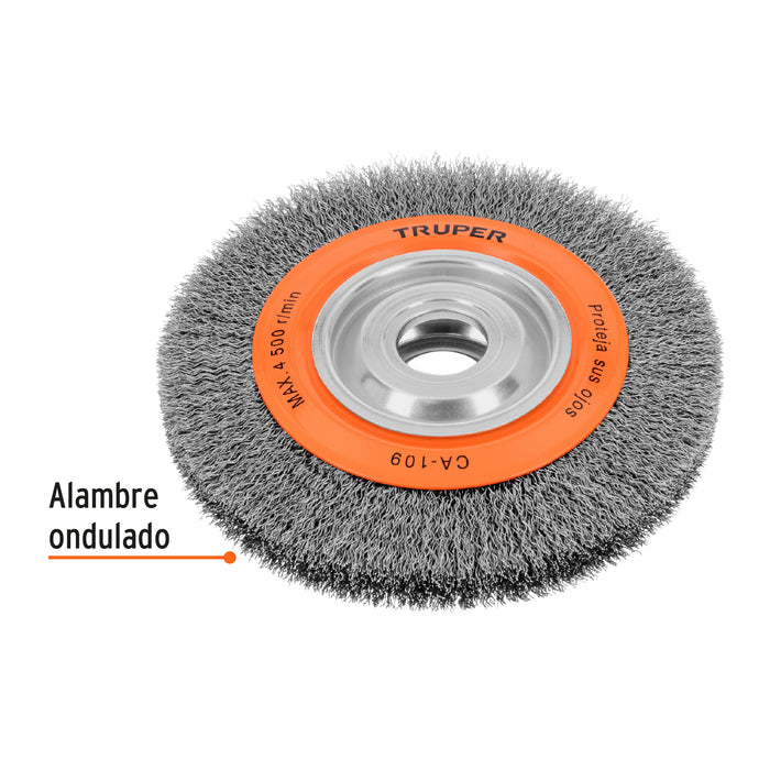 Carda alambre ondulado 8' x 1' para esmeril, Truper 17526 CA-109
