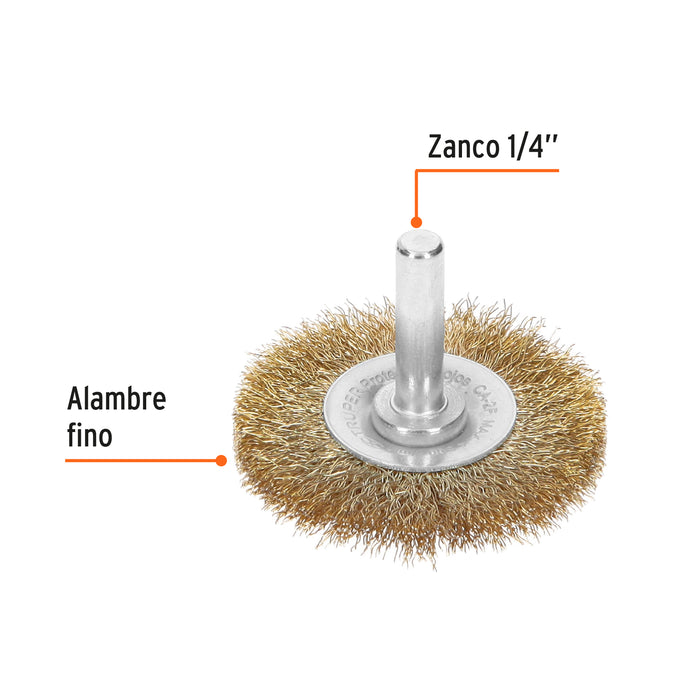 Carda circular 2' alambre fino para taladro, Truper 11574 CA-2F