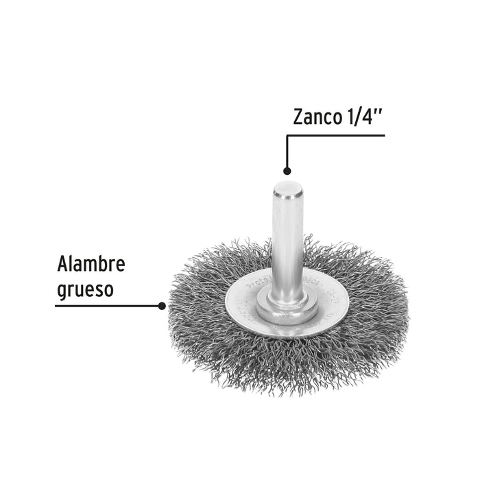 Carda circular 2' alambre grueso para taladro, Pretul 21002 CA-2P
