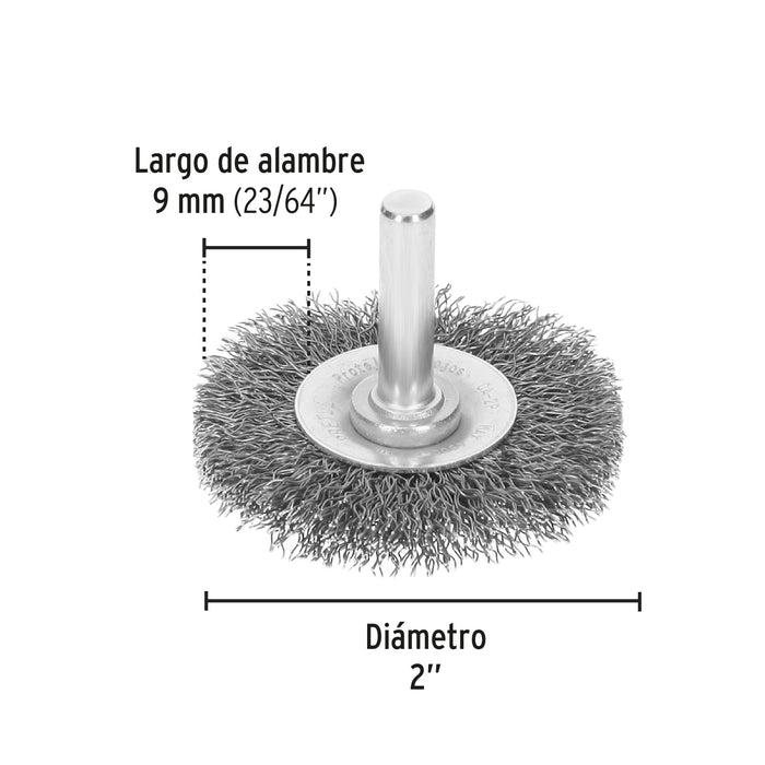 Carda circular 2' alambre grueso para taladro, Pretul 21002 CA-2P