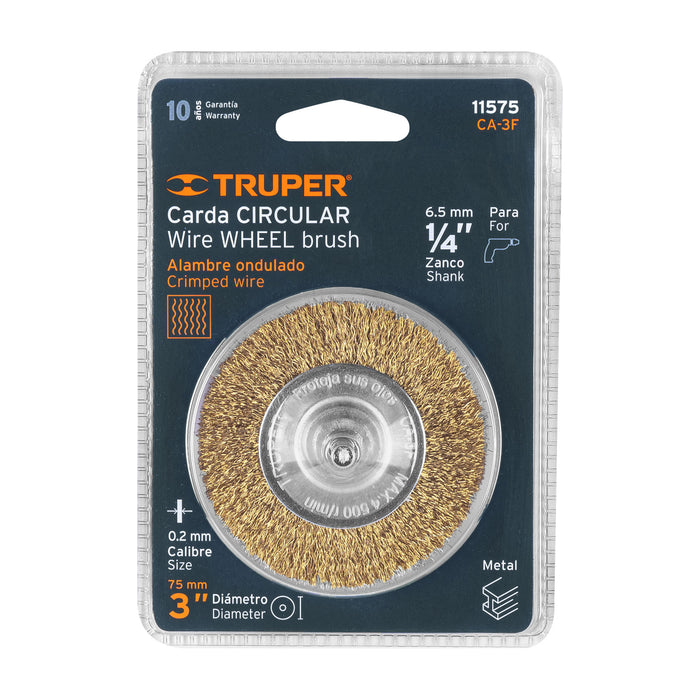 Carda circular 3' alambre fino para taladro, Truper 11575 CA-3F