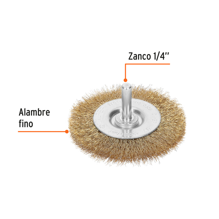 Carda circular 3' alambre fino para taladro, Truper 11575 CA-3F